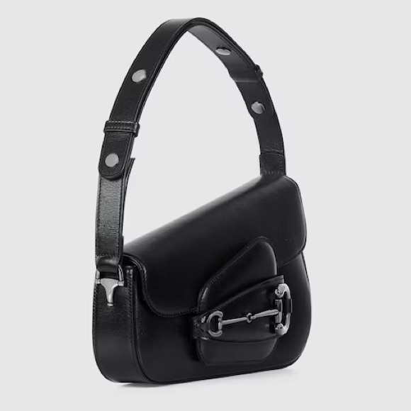 100% Authentic NWT Black leather GUCCI HORSEBIT 1955 SHOULDER BAG - Picture 4 of 10